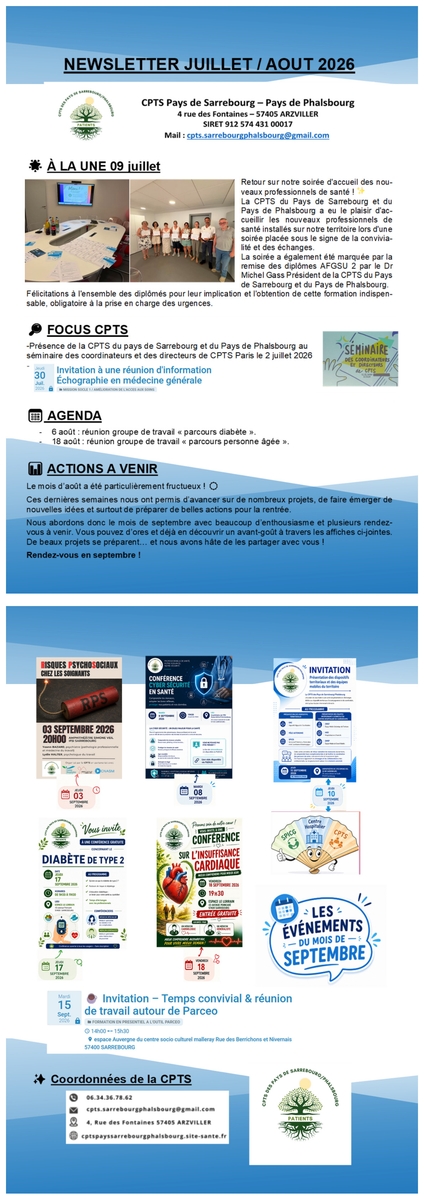 NEWSLETTER JUILLET / AOUT 2026