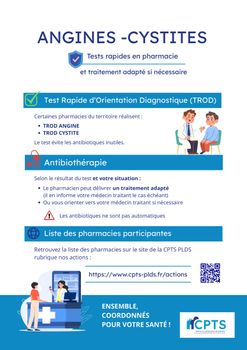 🧪TROD Cystites et Angines : un accès rapide au dépistage et au traitement en pharmacie sur le territoire de la CPTS PLDS
