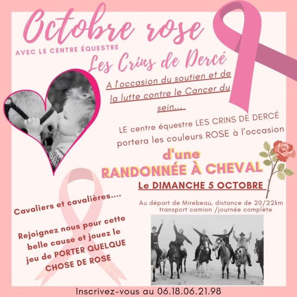 🩷| 𝗢𝗖𝗧𝗢𝗕𝗥𝗘 𝗥𝗢𝗦𝗘 | 🩷 Randonnée à cheval avec Les Crins de Dercé le 5 Octobre 2025