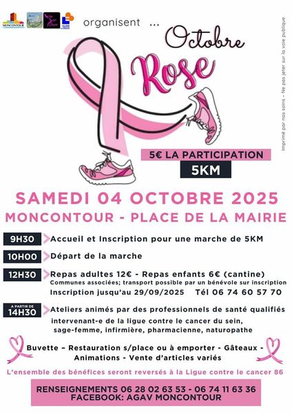 🩷| 𝗢𝗖𝗧𝗢𝗕𝗥𝗘 𝗥𝗢𝗦𝗘 | 🩷 Marche et ateliers à MONCONTOUR le 4 Octobre 2025